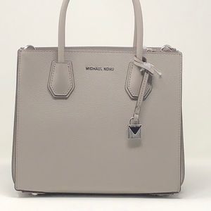Nwt Michael kors Mercer Conv tote pearl gray